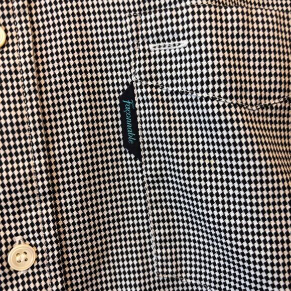 Faconnable Trend Shirt Mens XL Designed in France Houndstooth Geometric Diamonds - Picture 4 of 10